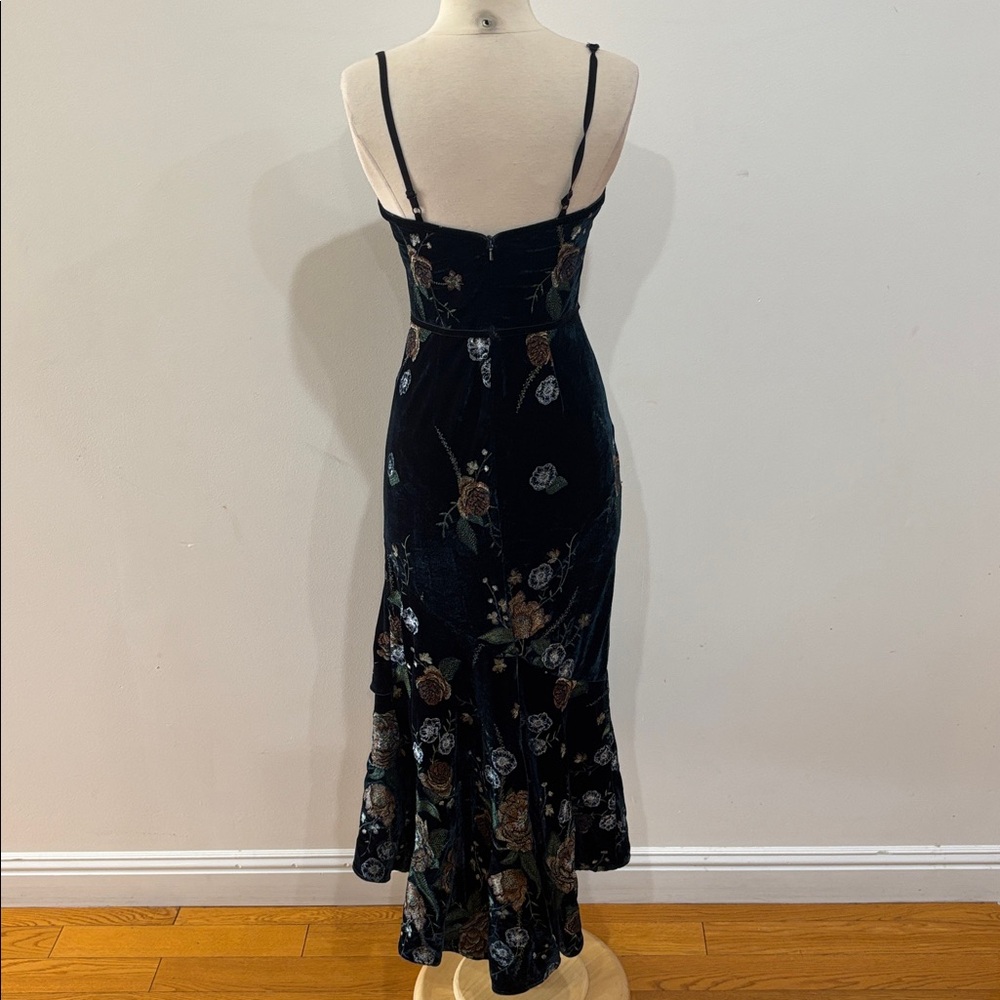 Marchesa Notte Embroidered Velvet High Low Dress, Size: 2 - Picture 14 of 15